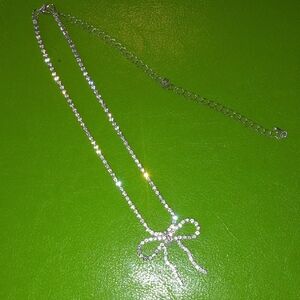 Source Unknown Silver Bow Necklace